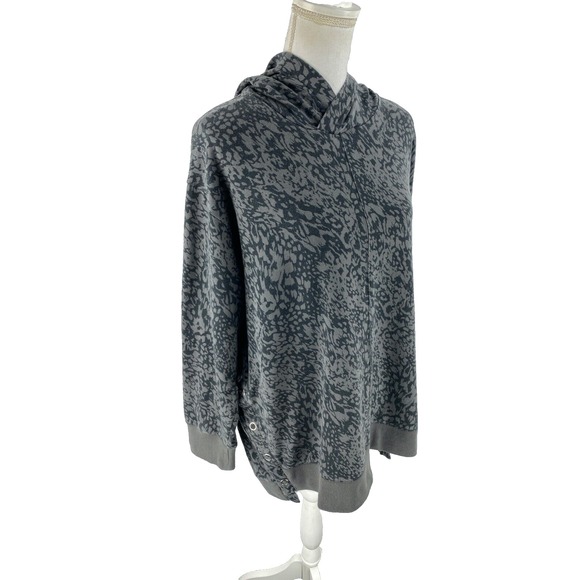 Garnet Hill Womens XL Leopard Animal Printed Side Button‎ Hoodie Sweatshirt - Picture 5 of 11